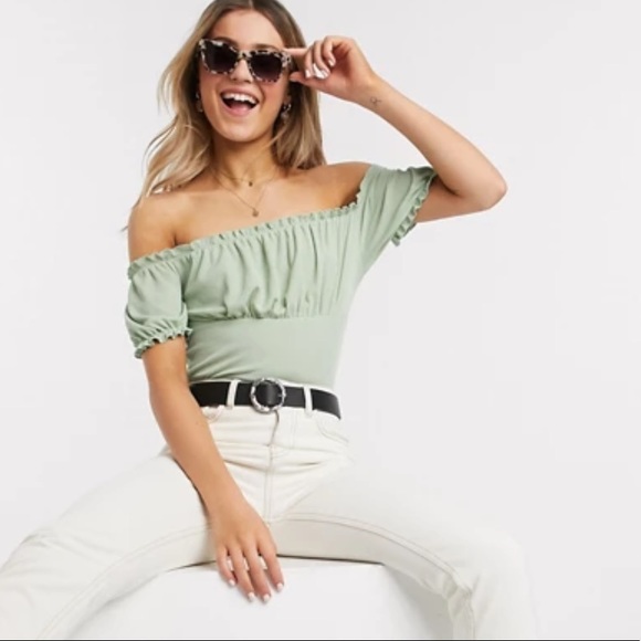 ASOS Mint Green Off Shoulder Top - Picture 5 of 8